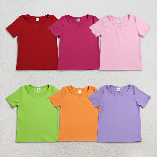 Pink color girls yoga short sleeve top