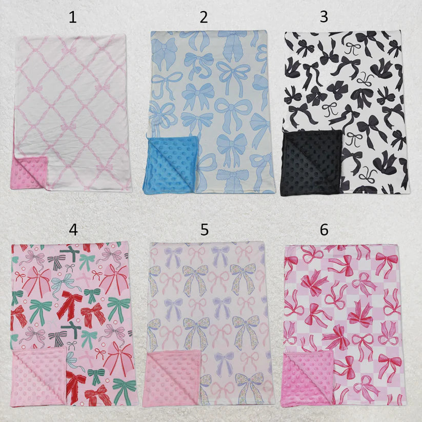 toddle kids blue bow soft blanket