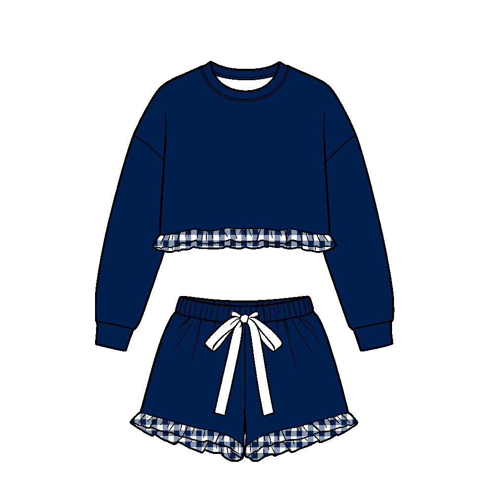 Solid cotton short sleeve top matching shorts girls clothes