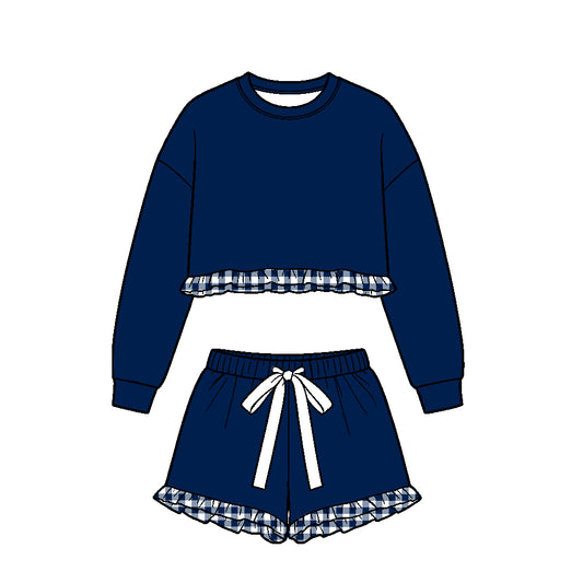 Solid cotton short sleeve top matching shorts girls clothes