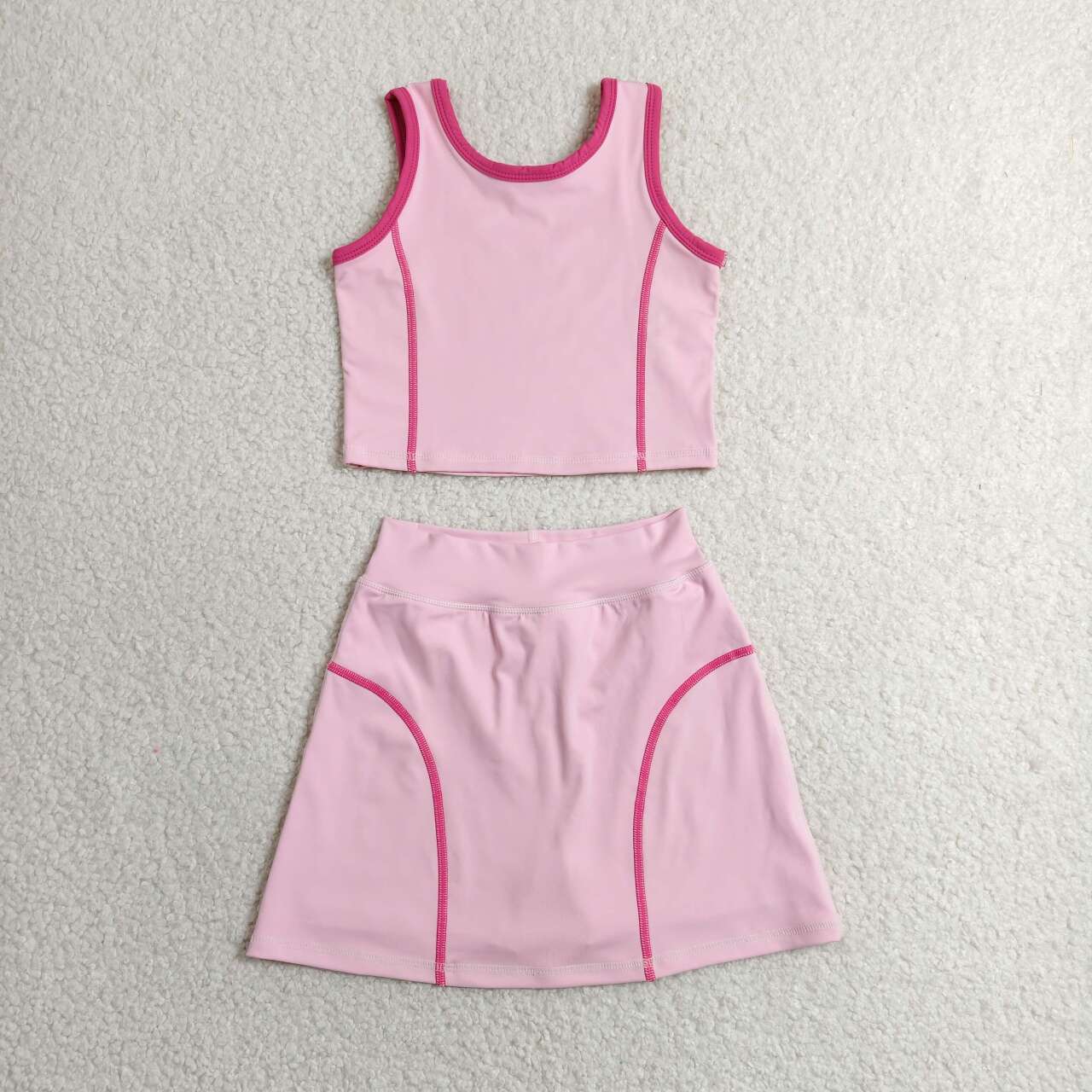 Pink yoga top matching skorts girls summer outfit