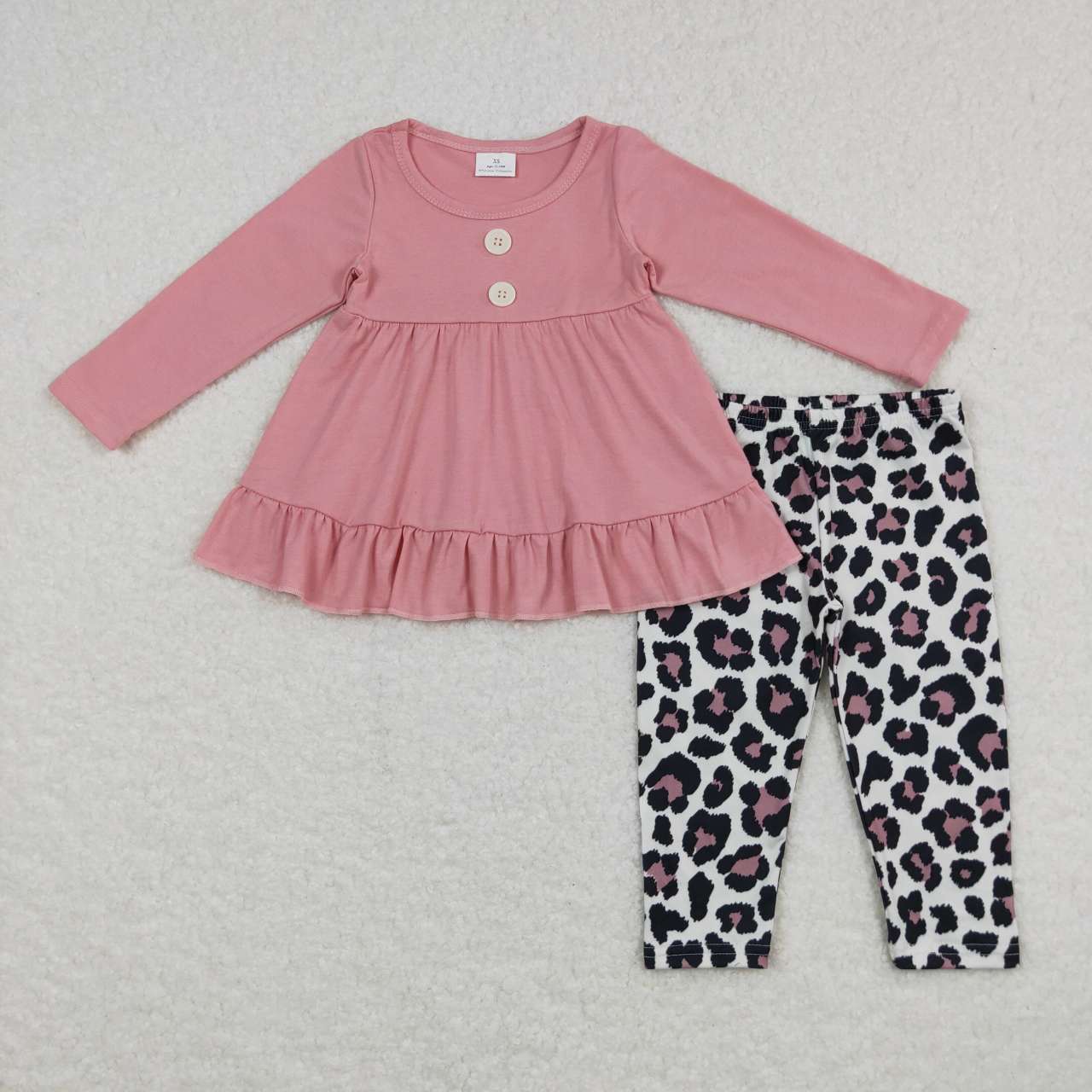 wholesale baby girls cotton top leopard leggings 2pcs boutique set