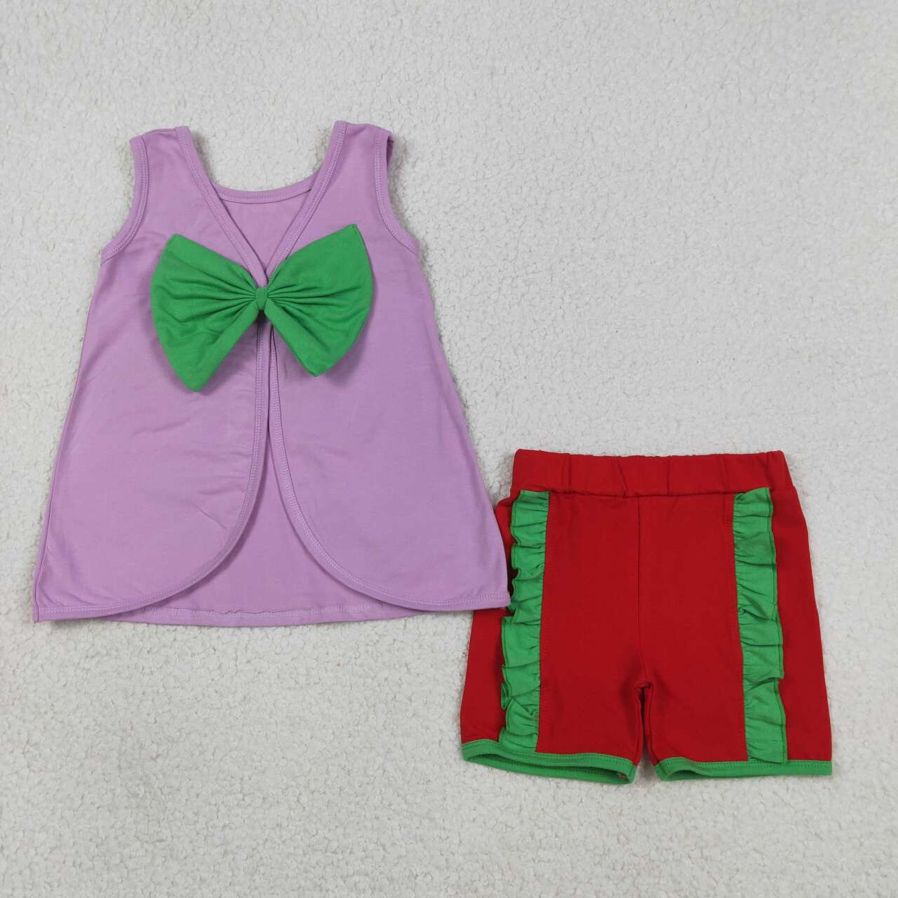 Lavender tank top matching shorts girl summer outfit
