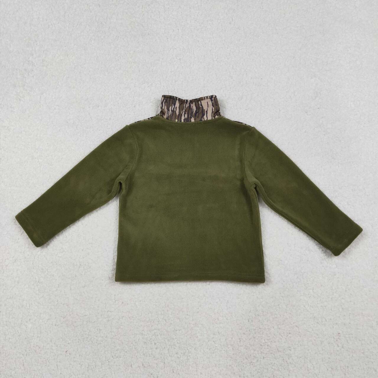 Baby boy green camo long sleeve zip pullover top