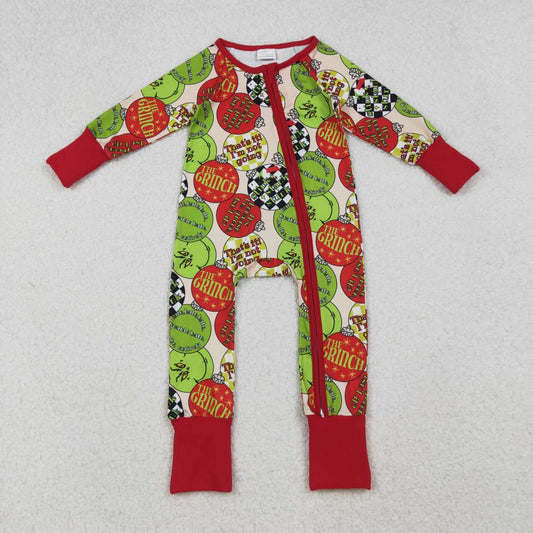 Christmas green face toddle baby long sleeve romper
