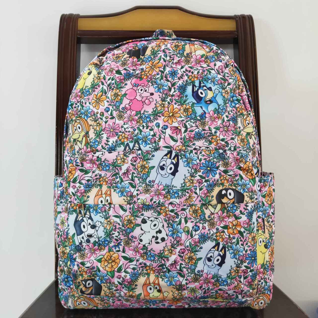 blue cartoon dog floral backpack preorder