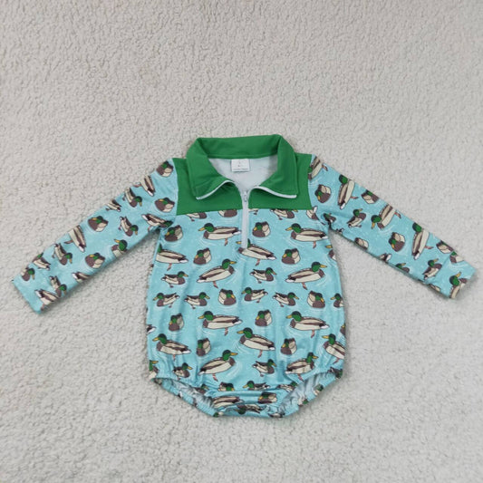 Toddle baby boy mallard duck print long sleeve romper