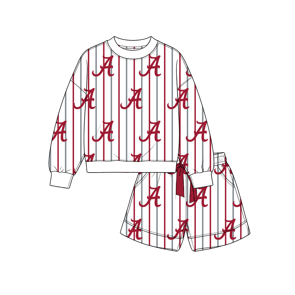 Custom alabama team top matching shorts girl summer outfit wholesale factory price