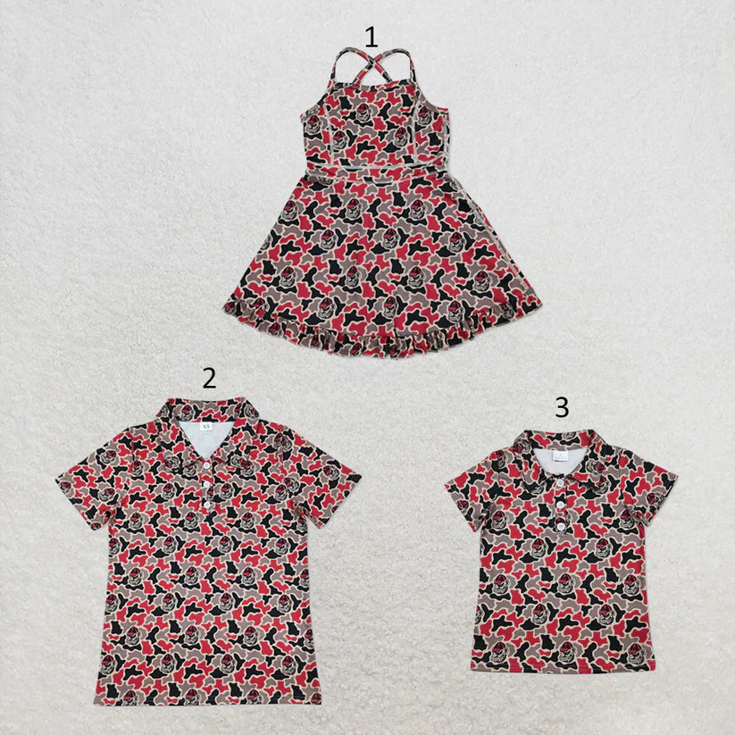 Bulldog Team camo design girls summer active yoga dress