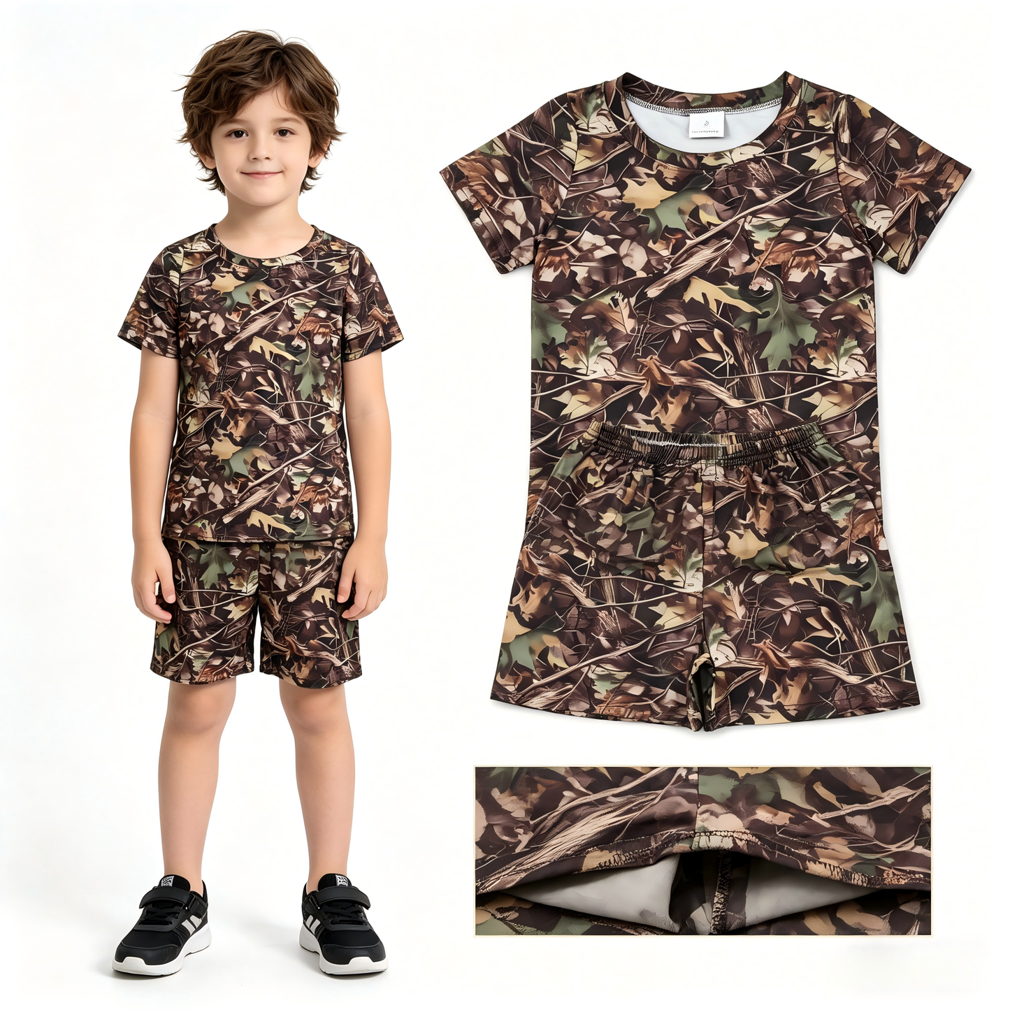 Camouflage top matching shorts boy summer outfit