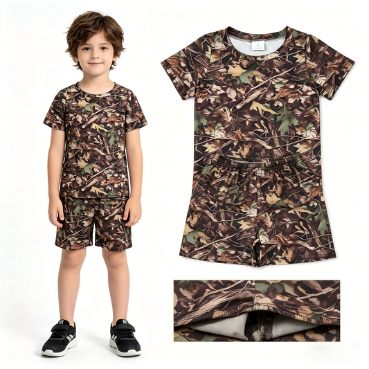 Camouflage top matching shorts boy summer outfit