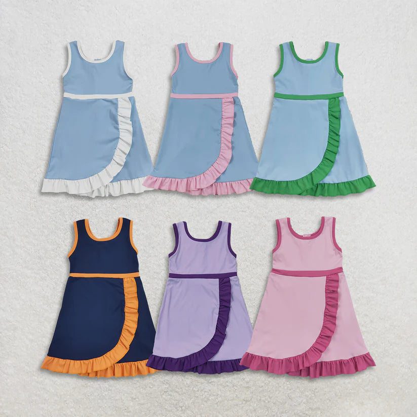 Hot pink color girls summer yoga dress