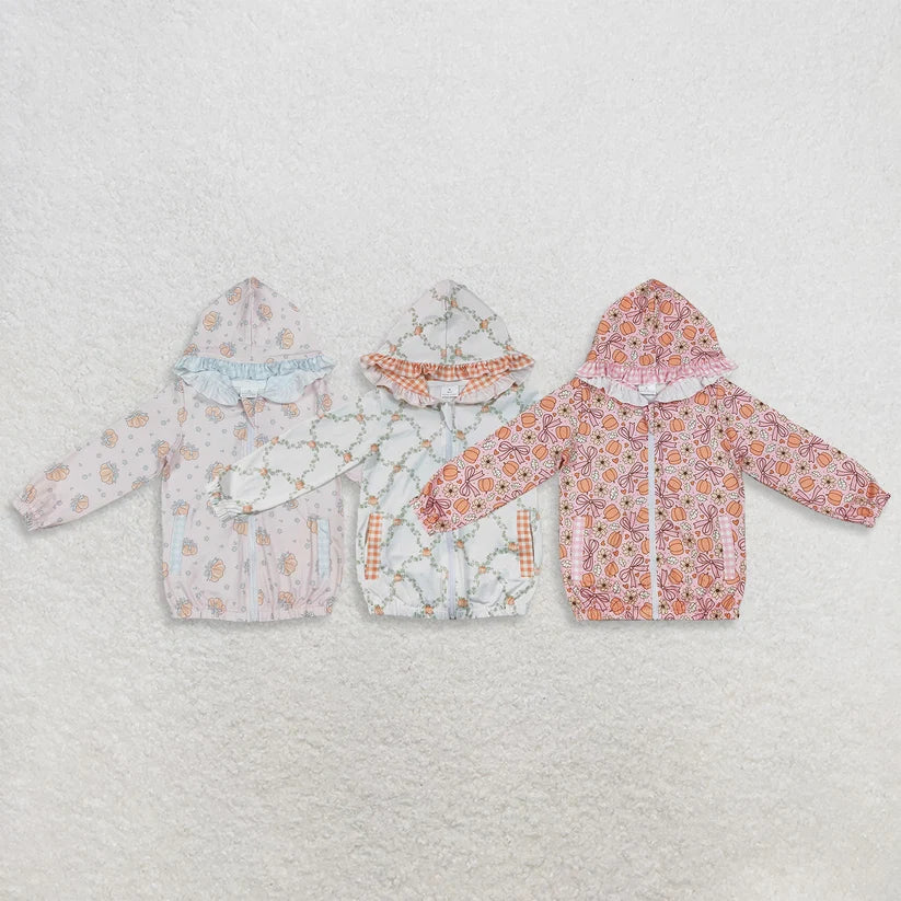 Fall pumpkin kids girl long sleeve hoodie top