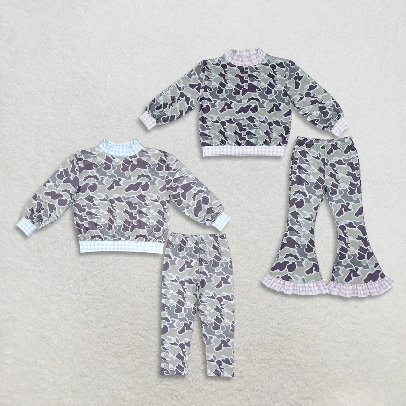Dark grey long sleeve top matching pants boys fall winter outfit