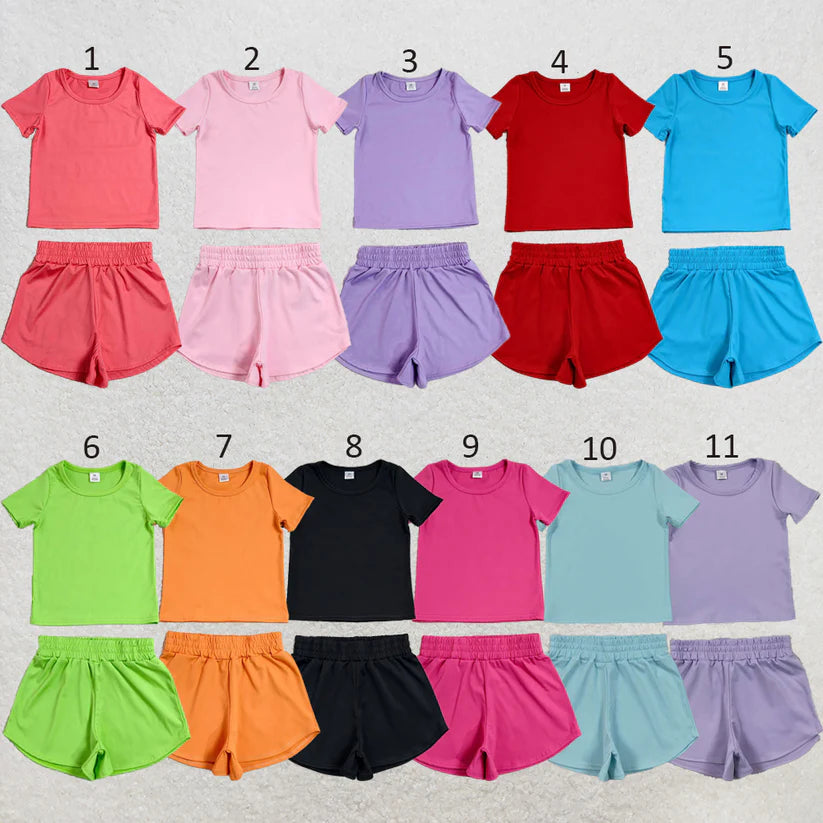Lavender yoga top matching shorts girls summer outfit