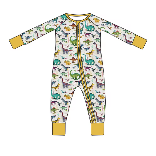 infant baby long sleeve dinosaur zip romper