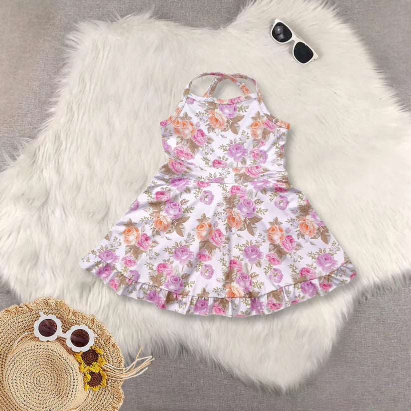 Baby girls bow design active wear athletic summer yoga skirt dress