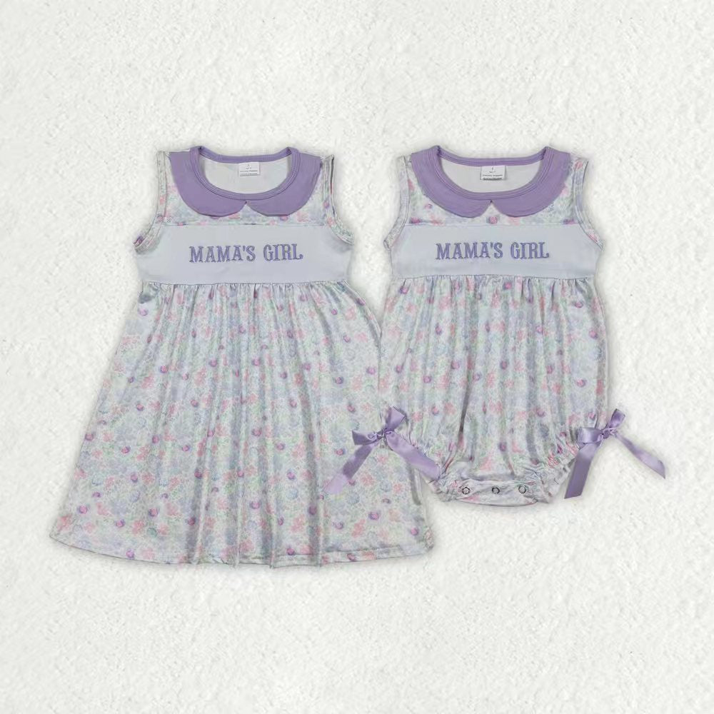 Mamas girl embroidery design girls summer dress