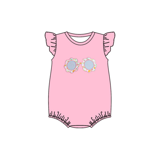 newborn baby girls glass print romper