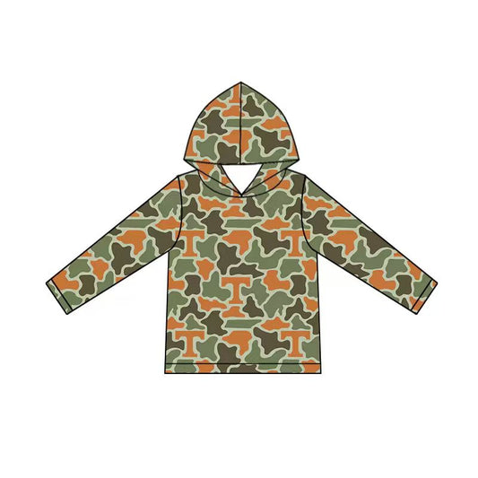 T camo print kids boy long sleeve  hoodie top preorder