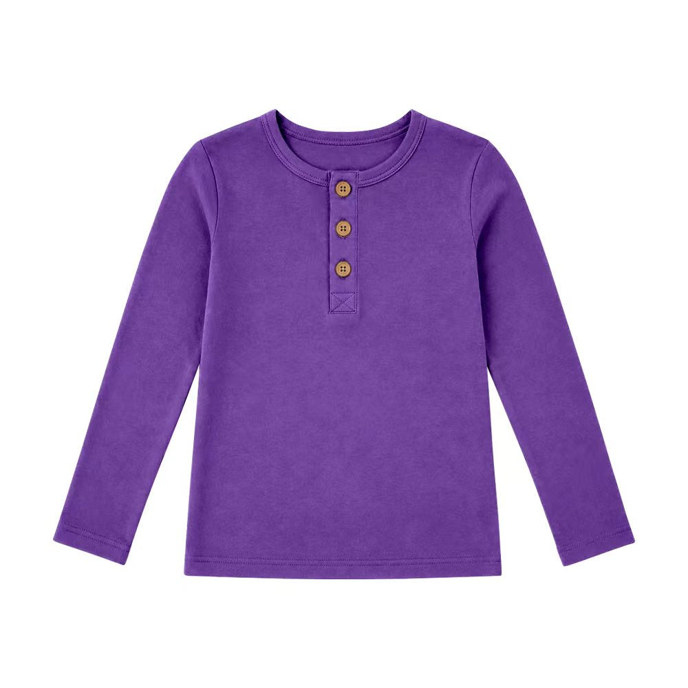 baby girls custom design long sleeve solid color cotton top