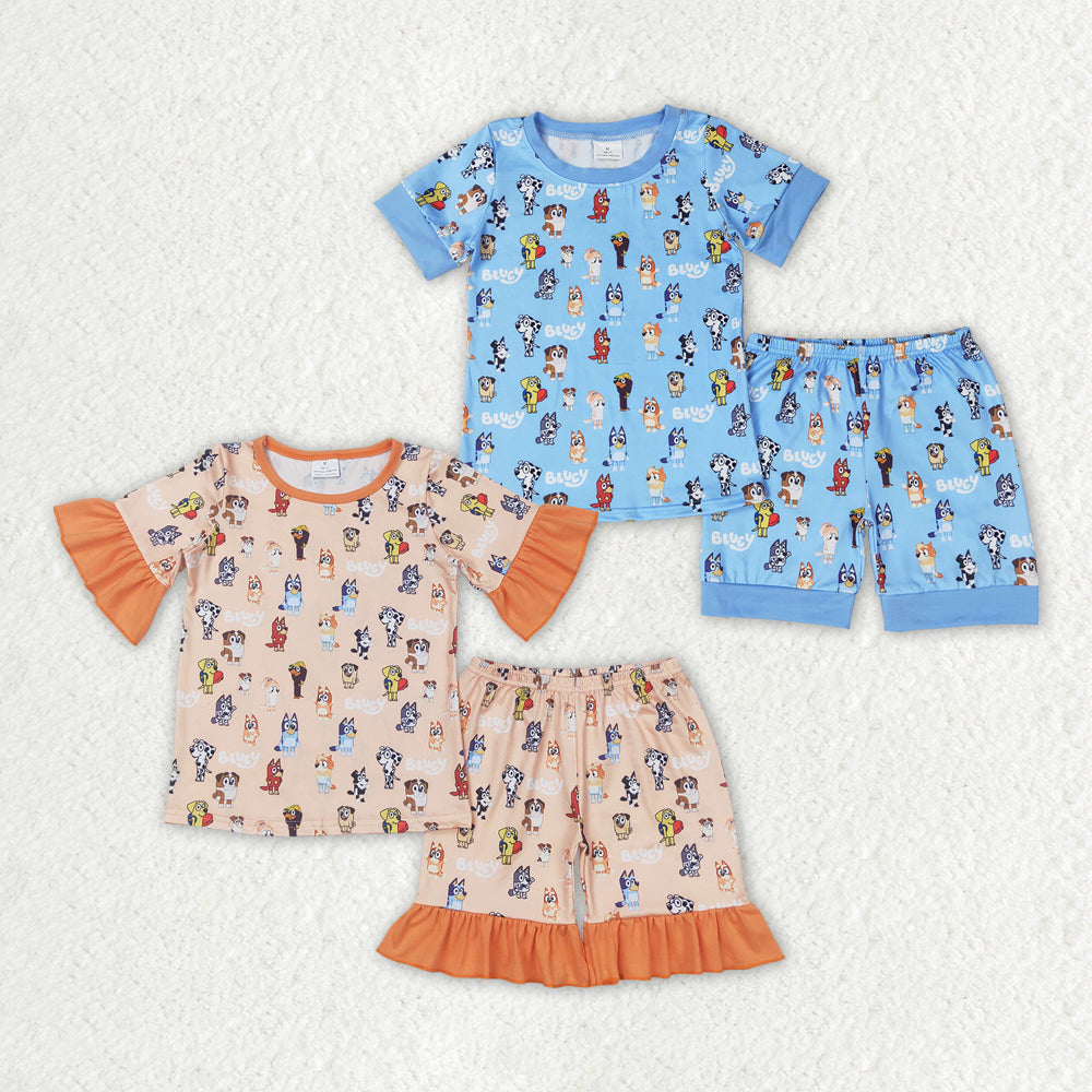 sister brother blue cartoon dog baby boy matching clothes