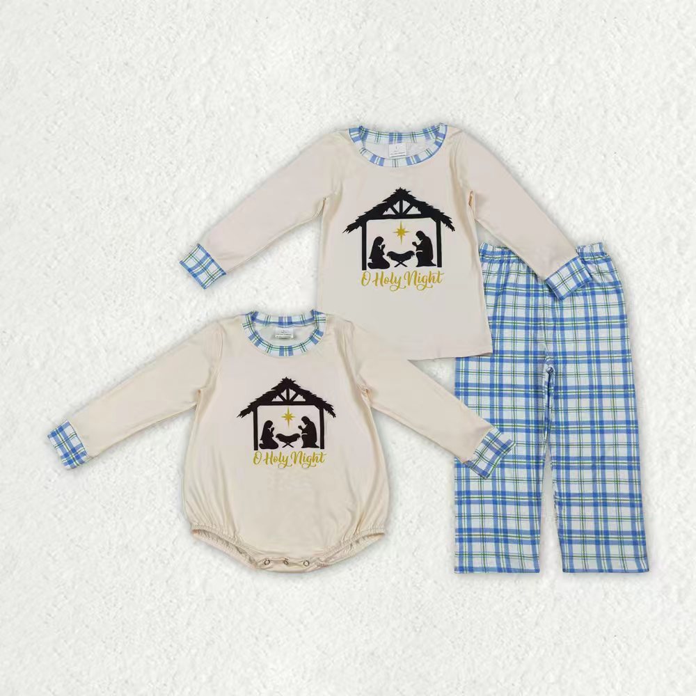 Jesus nativity shirt plaid pants boy clothes