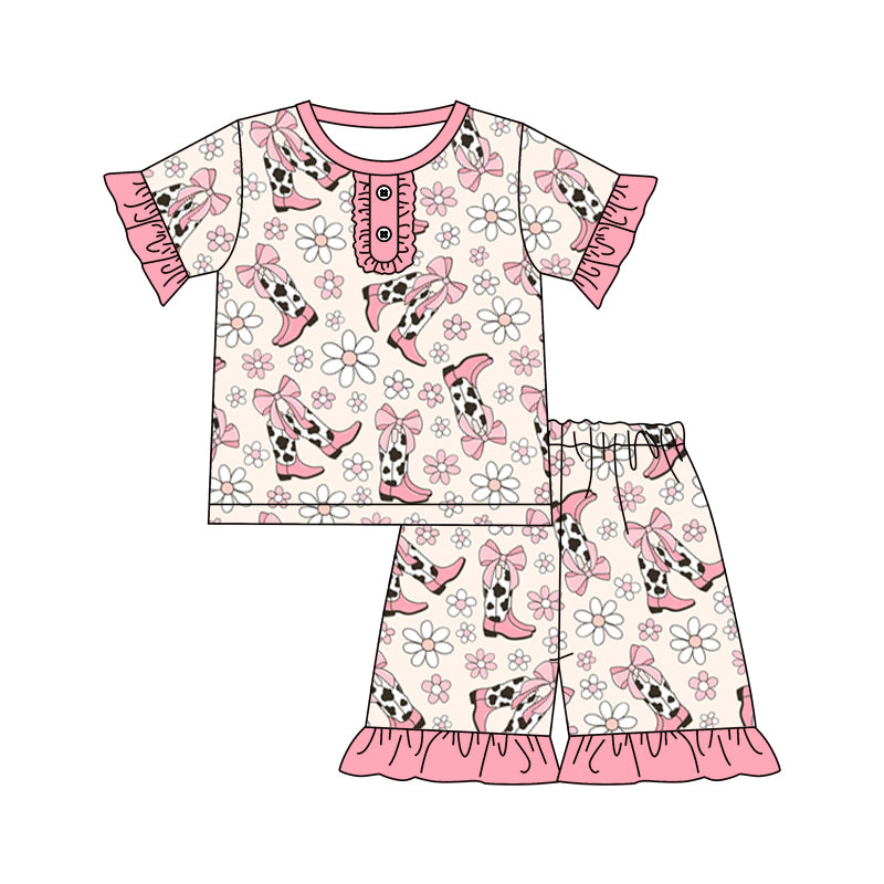 cowgirl western flower print short sleeve outfit preorder