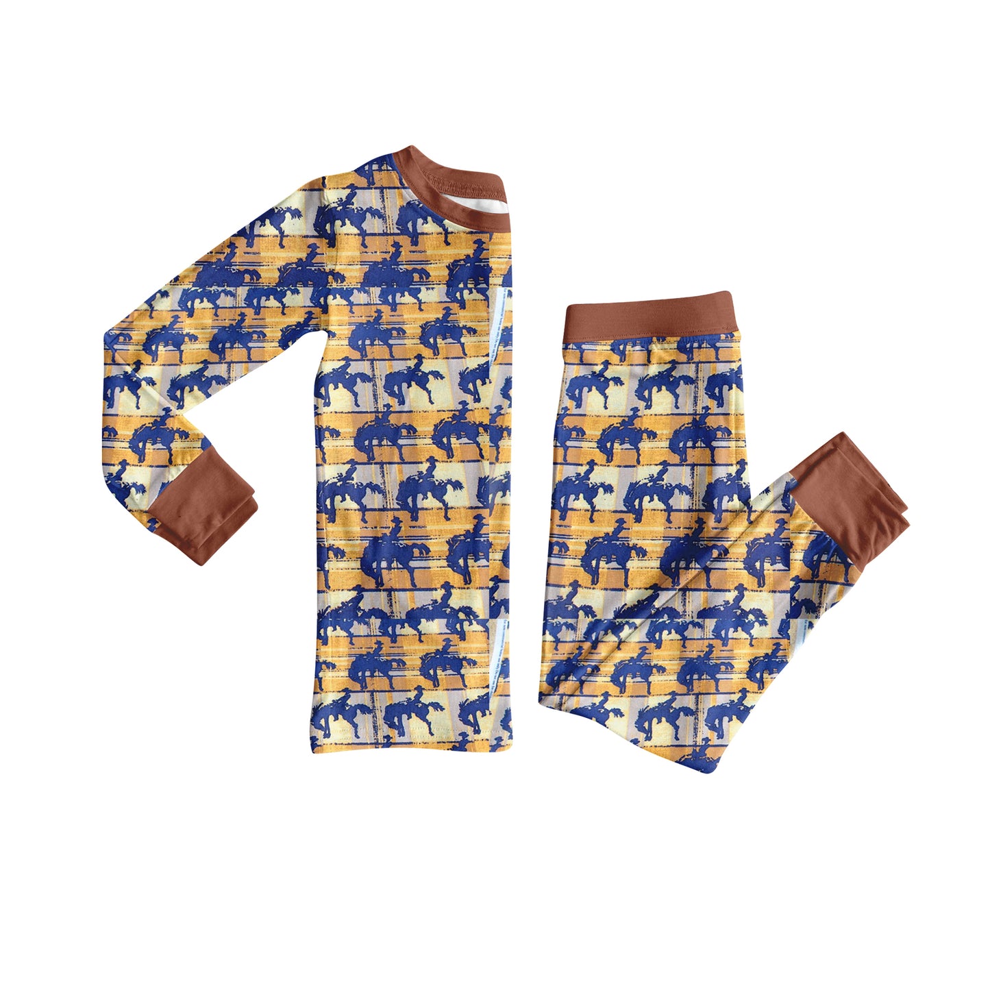 Western cowboy rodeo long sleeve pajama set