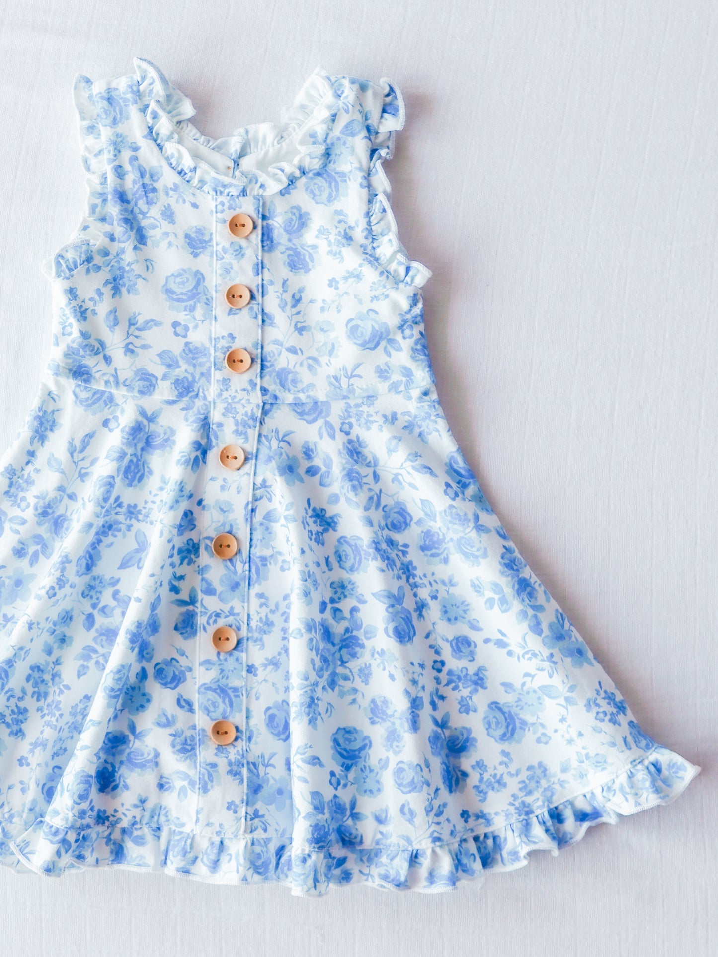 Baby girl blue floral boutique dress
