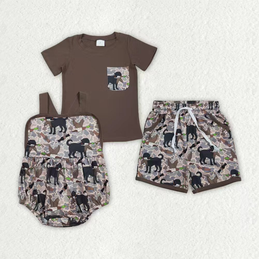 Duck dog camo top matching shorts boy summer outfit