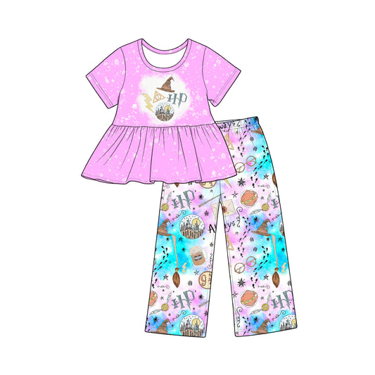 baby girl short sleeve magic top matching pants custom design outfit