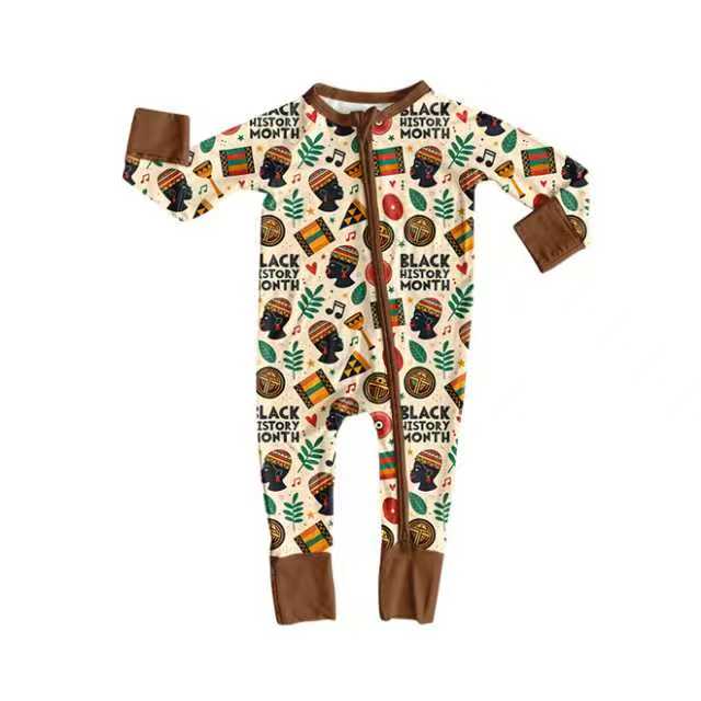 toddle baby black history long sleeve zip romper