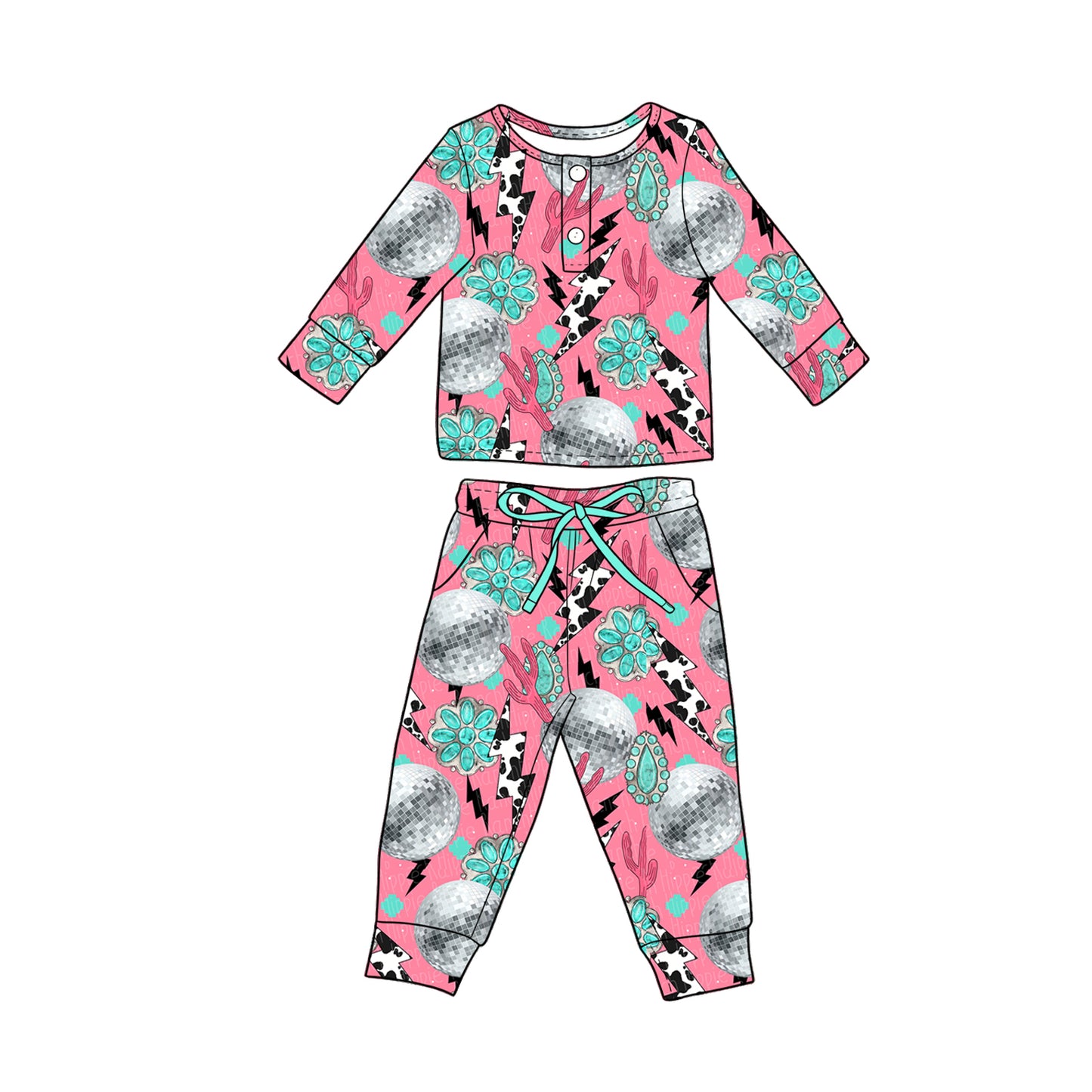 baby girl long sleeve western top matching pants custom design outfit
