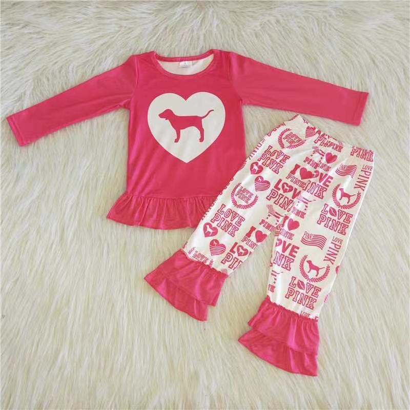 pink long sleeve pants set