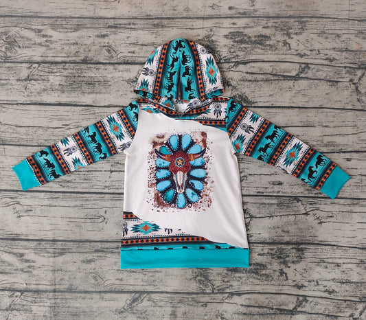 Pre-order baby boy long sleeve turquoise print pullover