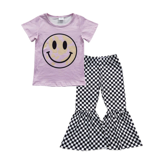 sunshine top checkered bell pants outfit