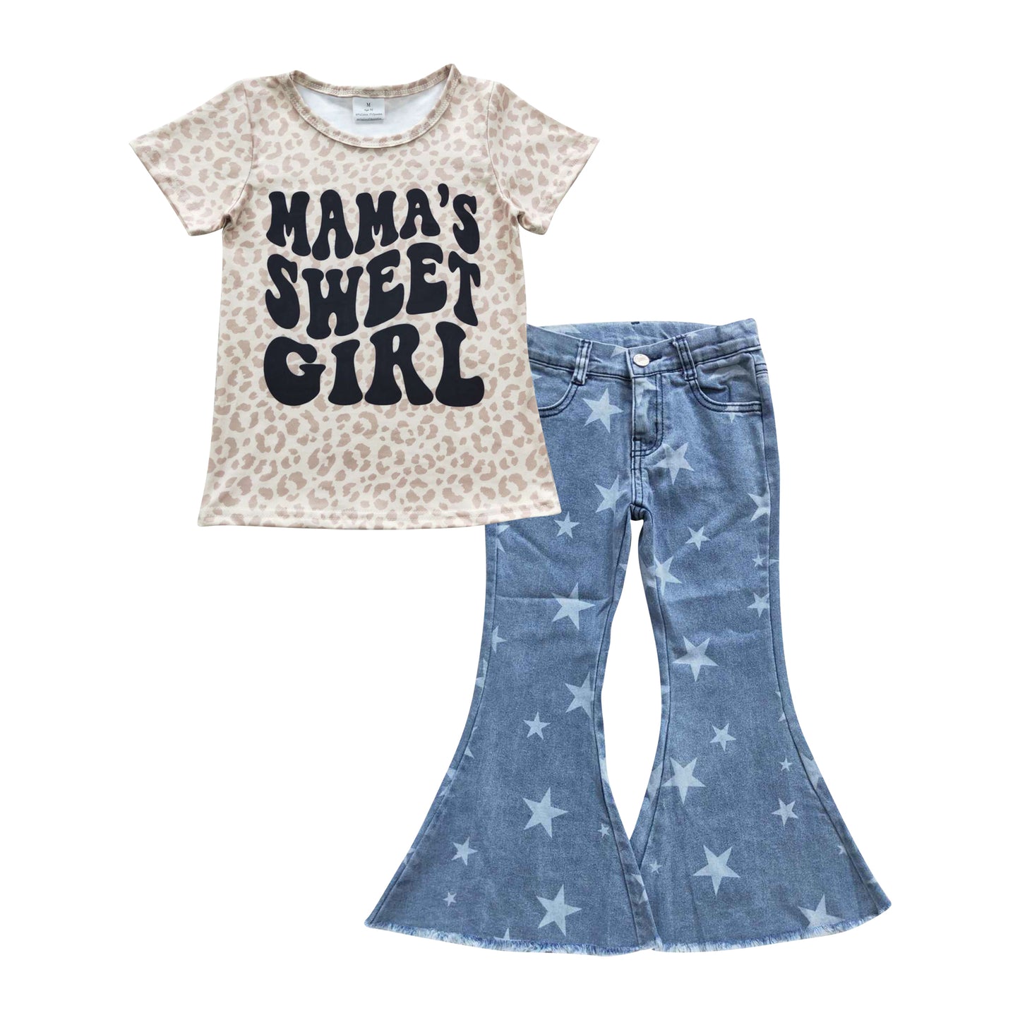 Mamas sweet girl top star denim bell bottom outfit