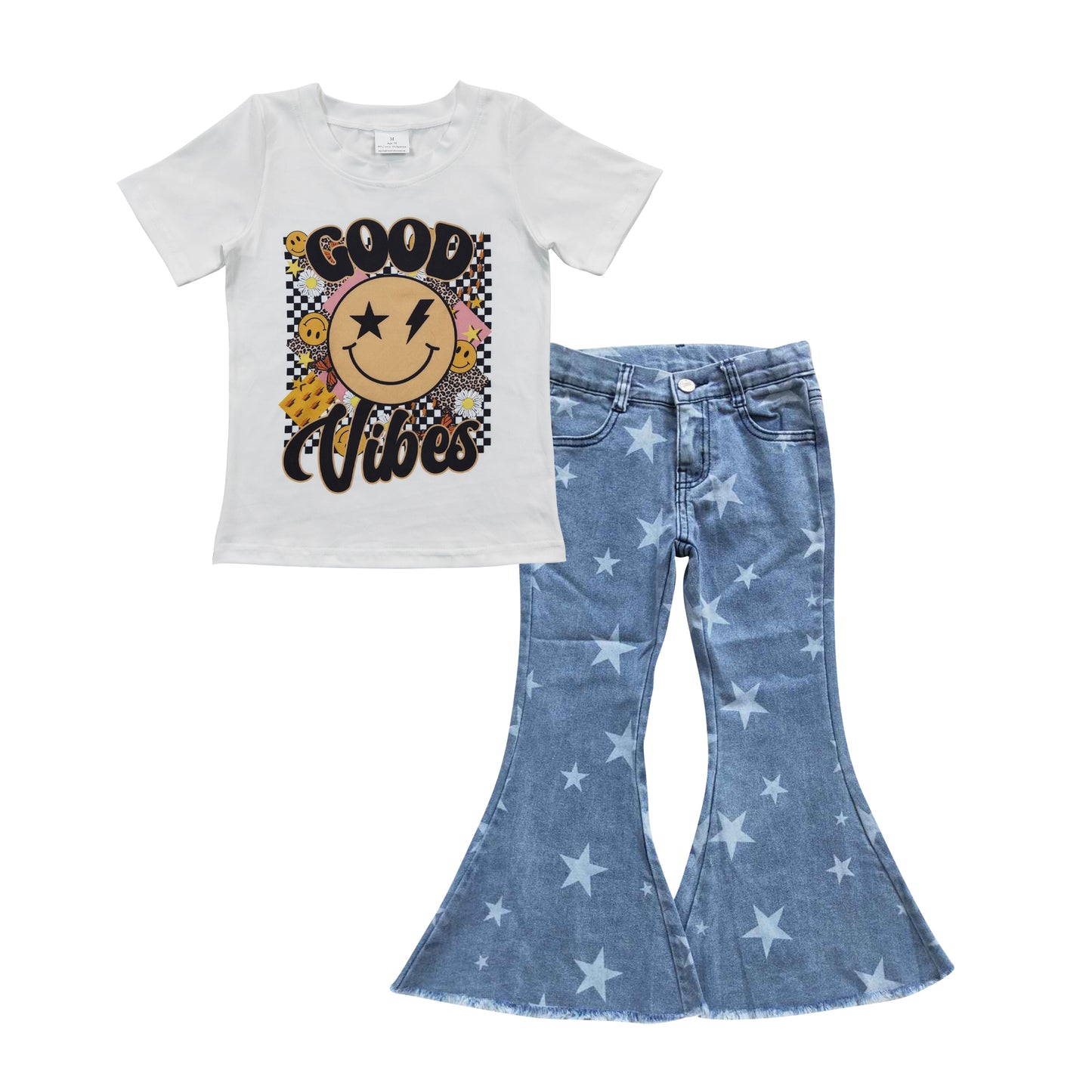 sunshine top star denim pants 2pcs clothing set