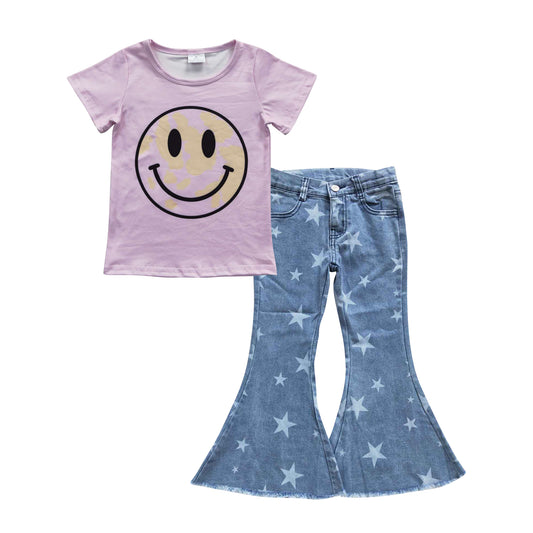 wholesale girls denim pants clothing set