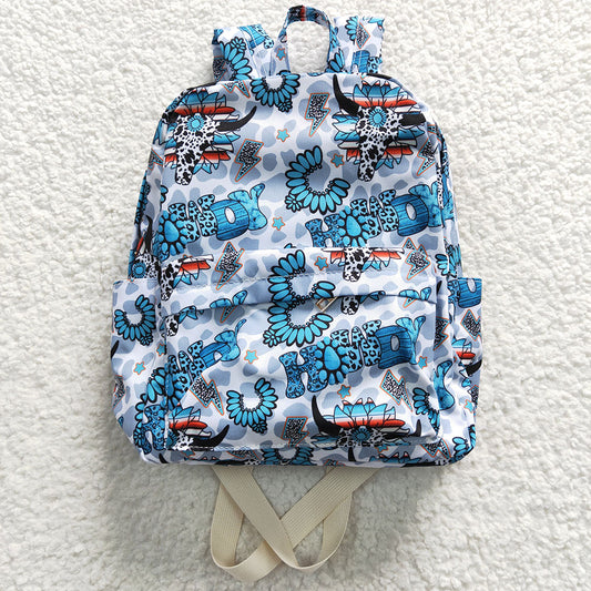 howdy turquoise western cow bag kids backpack