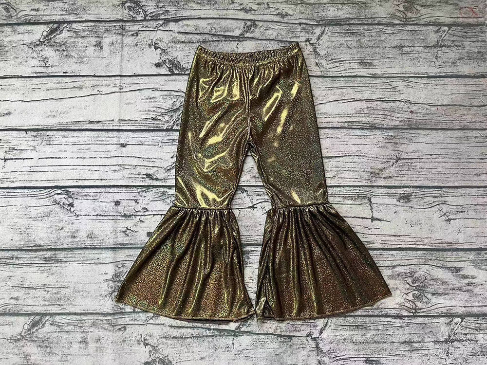 preorder girls shiny Holographic Flare Pants PU Metallic Pants