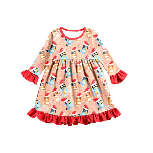 Pre-orde baby girls wholesale cartoon dog Christmas dress