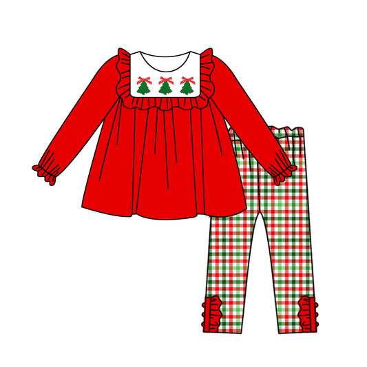 custom order wholesale baby girls Christmas tree milk silk outfit.