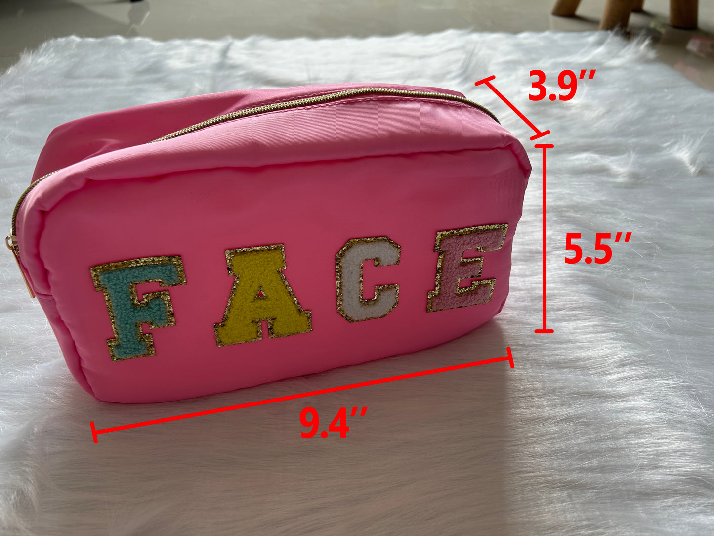 face cosmetic bag custom pouch makeup bag, 9.4*5.5*3.9 inches