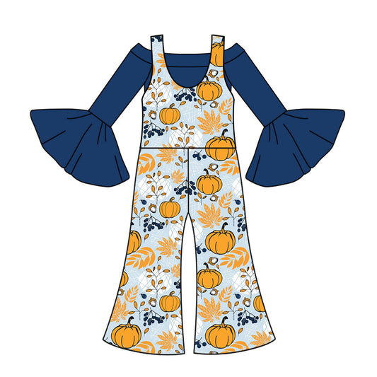 floral pumpkin overall 2pcs clothes sets