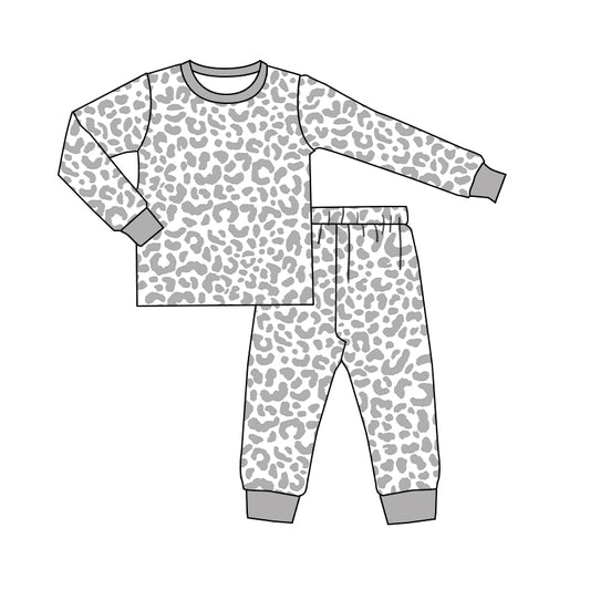 grey cheetah long sleeve clothes set