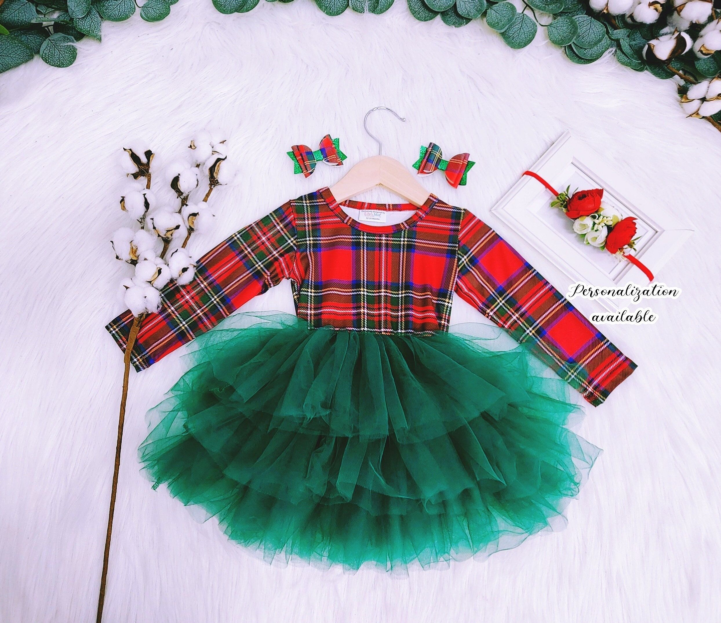 Christmas holiday green tulle dress, moq 3