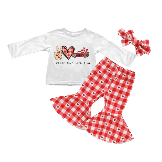 peace love Valentines day clothes set, moq 3