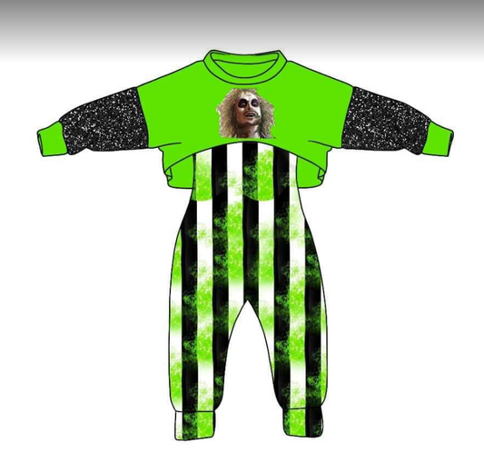 Girls Halloween top suspender 2pcs clothes set